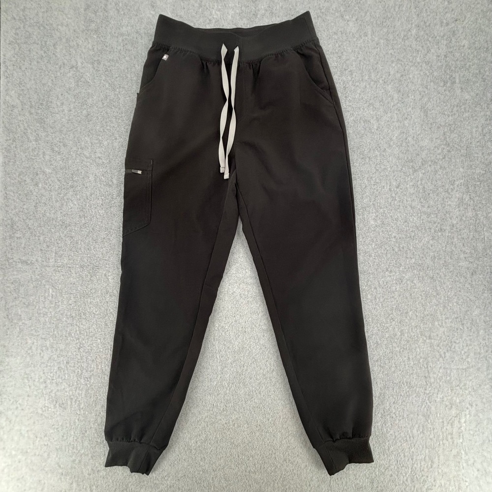 FIGS Scrub Pants Women M Black HW Zamora Jogger Cargo Drawstring